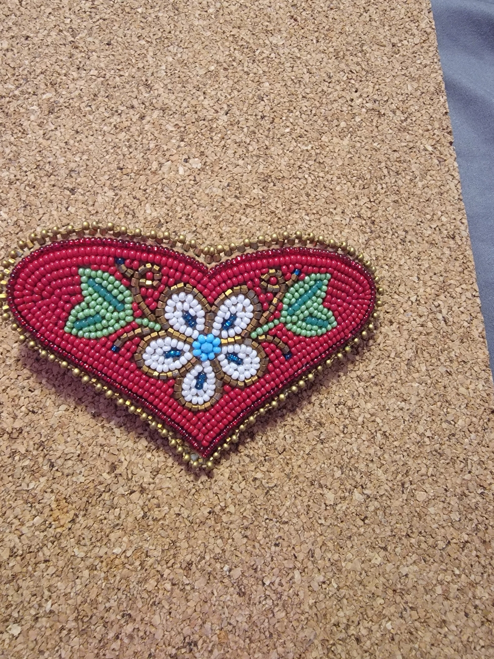 Alaska Handmade Red Beaded Heart Hair Barrette